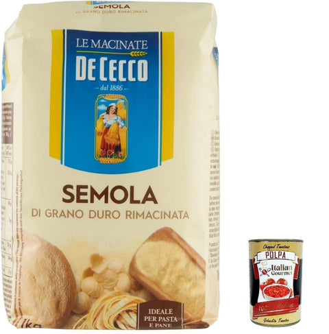 Italian Gourmet E.R. Koch- & Backzutaten 8x De Cecco Hartweizengrieß - Semola di grano duro rimacinata, Grieß durum + Italian Gourmet polpa 400g 8001250861764