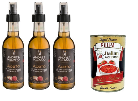 Italian Gourmet E.R. Koch- & Backzutaten Andrea Milano Aceto di Melannurca Campana I.G.P. Essig Sprühen 3x 250ml + Italian Gourmet polpa 400g 8032804040014