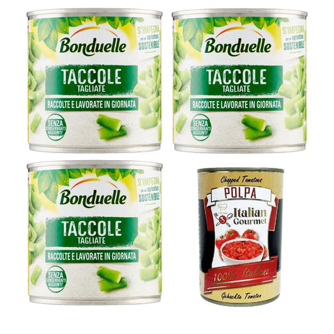 Bonduelle Taccole Tagliate Dohlen schneiden 3x400gr Original italienisch inkl. Italian Gourmet Polpa 400g