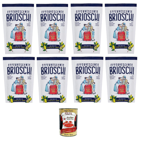Brioschi Brausetabletten, erfrischender, granulierter Durstlöscher mit exquisitem Zitronenextrakt 8x100 g inkl. Italian Gourmet polpa 400g Original italienisch