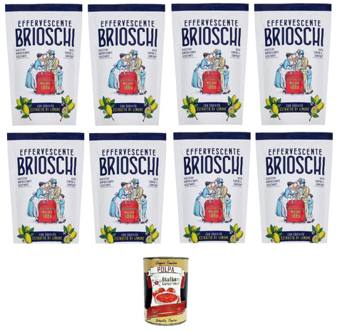 Italian Gourmet E.R. Koch- & Backzutaten Brioschi Brausetabletten, erfrischender, granulierter Durstlöscher mit exquisitem Zitronenextrakt, 8x100 g+ Italian Gourmet polpa 400g 8032804040014