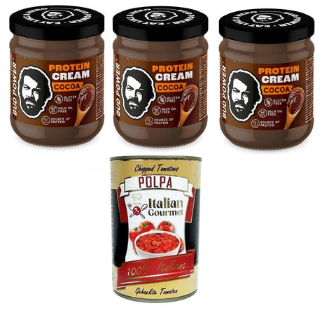 Italian Gourmet E.R. Koch- & Backzutaten Bud Power-Crema proteica al cacao Proteincreme Kakao 3x 200 g + Italian Gourmet polpa 400g 8032804040014