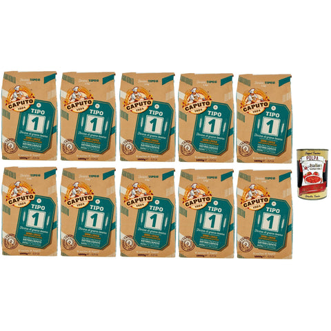 Caputo Farina Tipo 1, Typ 1 Weizenmehl, Mehl für lange Sauerteig, für Mischungen und für Brot, Pizza, Desserts. 10x 1 kg Original italienisch inkl. Italian Gourmet Polpa 400g