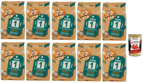 Italian Gourmet E.R. Koch- & Backzutaten Caputo Farina Tipo 1, Typ 1 Weizenmehl, Mehl für lange Sauerteig, für Mischungen und für Brot, Pizza, Desserts. 10x 1 kg + Italian Gourmet polpa 400g 8032804040014