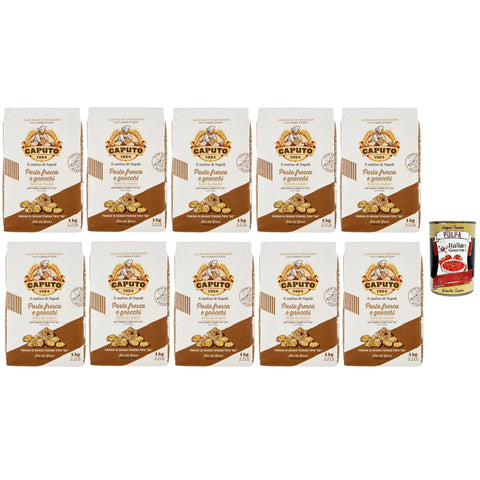 Caputo Pasta Fresca e Gnocchi Farina, "00" weicher Weizenmehl, Mehl mit elastischer Konsistenz ideal, um Ihren Pasta Geschmack zu verleihen 10x 1 Kg inkl. Italian Gourmet polpa 400g Original italienisch