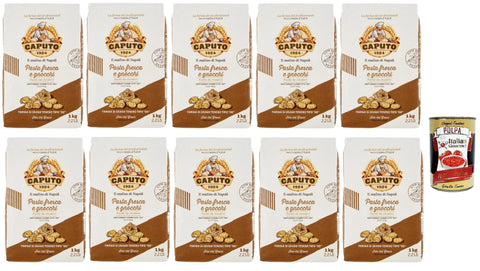 Italian Gourmet E.R. Koch- & Backzutaten Caputo Pasta Fresca e Gnocchi Farina, "00" weicher Weizenmehl, Mehl mit elastischer Konsistenz ideal, um Ihren Pasta Geschmack zu verleihen, 10x 1 Kg + Italian Gourmet polpa 400g 8032804040014