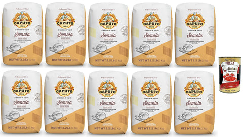 Italian Gourmet E.R. Koch- & Backzutaten Caputo Semola di grano duro rimacinata, Durum Weizen Grieß, Hartweizengrieß fein für die perfekte Pasta und Pizza 10x 1 Kg + Italian Gourmet polap 400g 8032804040014