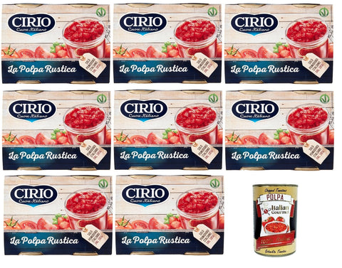 Italian Gourmet E.R. Koch- & Backzutaten Cirio polpa di pomodoro italiano Rustica, polpa piu, Tomatenpulpe Tomaten sauce 100% Italienisch, ideal für Pizza, 24x 400g + Italian Gourmet polpa 400g 8032804040014