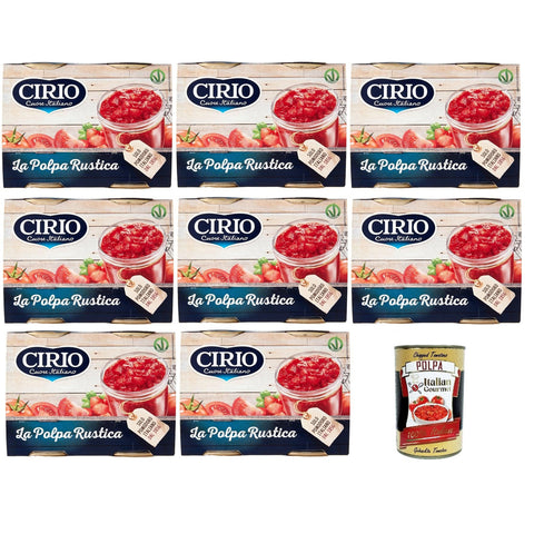 Cirio polpa di pomodoro italiano Rustica, polpa piu, Tomatenpulpe Tomaten sauce 100%, ideal für Pizza 24x 400g inkl. Italian Gourmet polpa 400g Original italienisch