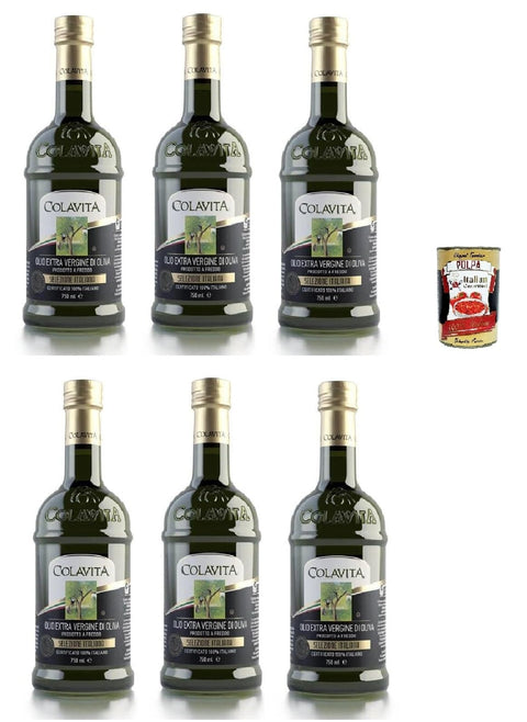 Colavita Olio Extra Vergine Di Oliva Selezione Italiana, Natives Olivenöl extra 100% 6x 750ml inkl. Italian Gourmet polpa 400g Original italienisch