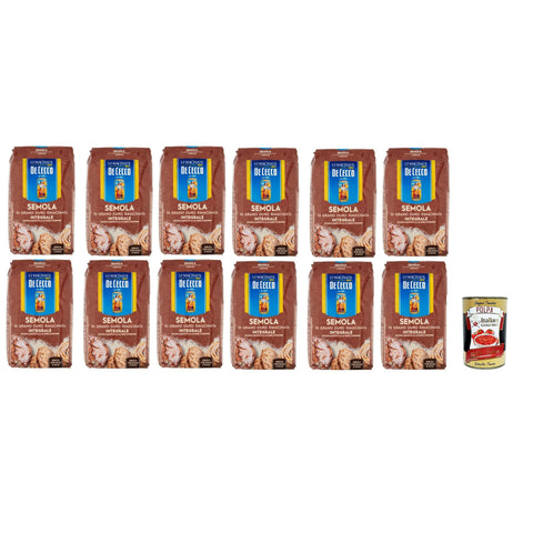 De Cecco Semola di Grano Duro Integrale Vollkorn Hartweizengrieß ideal für Pasta und Brot 12x1kg Original italienisch