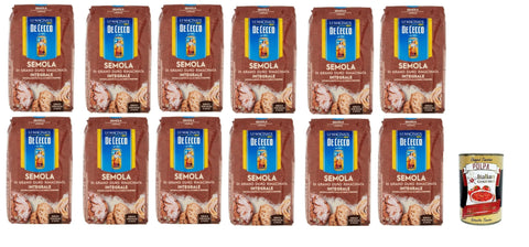 Italian Gourmet E.R. Koch- & Backzutaten De Cecco Semola di Grano Duro Integrale Vollkorn Hartweizengrieß 12x 1Kg ideal für Pasta und Brot + Italian Gourmet polpa 400g 8032804040014
