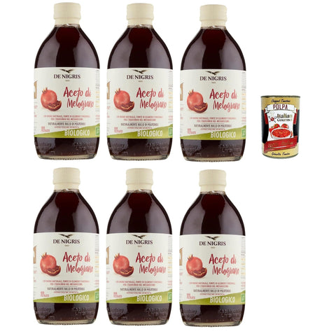 De Nigris Aceto di Melograno con madre naturale, Granatapfelessig, 100% Granatapfel 6x 500ml inkl. Italian Gourmet Polpa di Pomodoro 400g Original italienisch