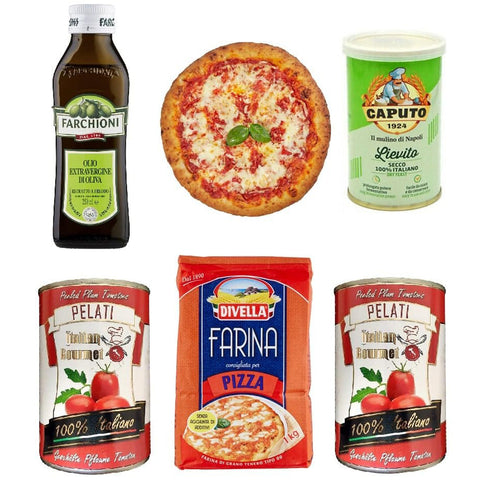 Italian Gourmet Homemade 🍕Pizza🍕 Kit Farchioni Natives Olivenöl extra oil geschälte Tomaten Caputo Trockenhefe 1x250ml Original italienisch Feinkost