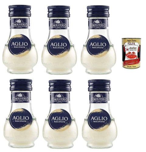 Italian Gourmet E.R. Koch- & Backzutaten La Drogheria, Aglio Macinato, Gemahlener Knoblauch, scharfes Aroma, Geschmack für erste Kurse, sautiert und Saucen, 6x 35 Gr + Italian Gourmet polpa 400g 8032804040014