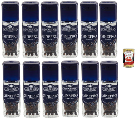 Italian Gourmet E.R. Koch- & Backzutaten La Drogheria, Bacche Di Ginepro, Wacholderbeeren, säuerlicher und kräftiger Geschmack, für Fleisch- und Wildgerichte 12x 35g + Italian Gourmet polpa 400g 8032804040014