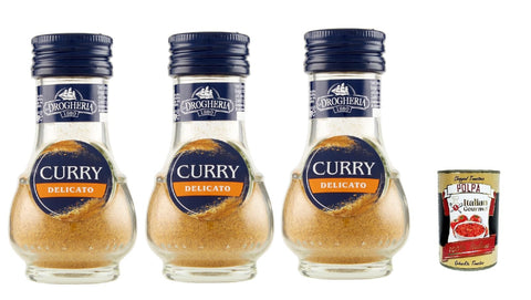 Italian Gourmet E.R. Koch- & Backzutaten La Drogheria Curry Delicato, Gewürzmischung mit kräftigem Geschmack, für traditionelle orientalische Gerichte, 3x30 g + Italian Gourmet polpa 400g 8032804040014