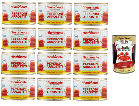 Italian Gourmet E.R. Koch- & Backzutaten La Fiammante Peperoni arrostiti Geröstete Paprika 12x 350gr + Italian Gourmet polpa 400g 8001737109266