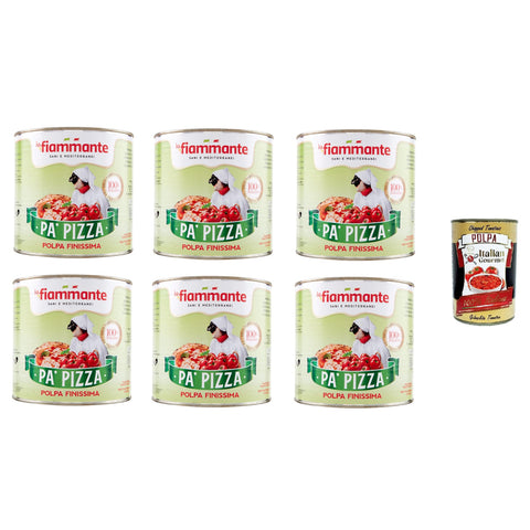 la fiammante Polpa finissima, pomodoro in pezzi Sehr feines Fruchtfleisch, Tomatenstücke 6x 2.5kg inkl. Italian Gourmet Polpa 400g Original italienisch