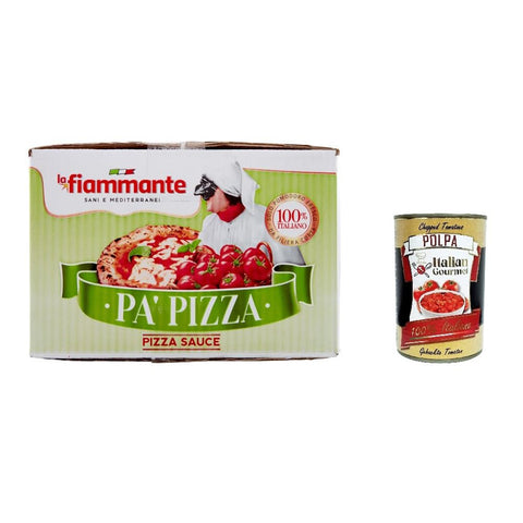 LA FIAMMANTE Polpa finissima, pomodoro in pezzi Sehr feines Fruchtfleisch, Tomatenstücke Karton mit zwei 5-kg-Säcken Original italienisch inkl. Italian Gourmet Polpa di Pomodoro 400g