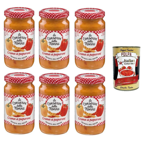 Le Conserve della Nonna Crema di Peperoni Pfeffercreme für Nudeln, Reis und Croutons 6x190g Original italienisch Pasta