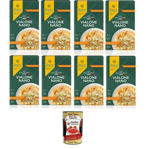 Le Stagioni D'Italia Riso Vialone Nano Reis 8x1kg Original italienisch inkl. Italian Gourmet Polpa 400g