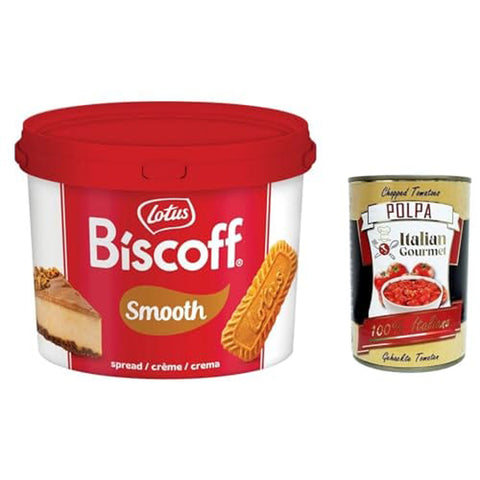 Lotus Biscoff Streichfähige Creme ohne künstliche Farb-, Geschmacks- und Konservierungsstoffe. 3kg Original italienisch inkl. Italian Gourmet Polpa 400g