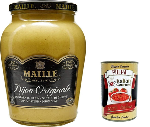 Italian Gourmet E.R. Koch- & Backzutaten Maille Original Big Size Dijon-Senf, traditioneller kräftiger Dijon-Senf, weiche und cremige Konsistenz, geeignet für Sandwiches, Hühnchen- und Fischrezepte, 800-ml-Glas+ Italian Gourmet polpa 400g 8032804040014