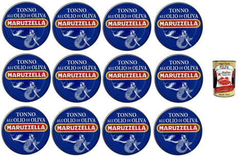 Maruzzella Tonno in olio d'oliva Thunfisch in Olivenöl 12 x 200gr Original italienisch inkl. Italian Gourmet Polpa 400g