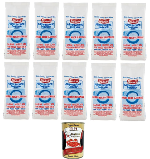 Molino Spadoni Alimentazione dedicata Farina a basso indice glicemico Dedicated Nutrition Mehl mit niedrigem glykämischen Index 10x 500gr inkl. Italian Gourmet polpa 400g Original italienisch