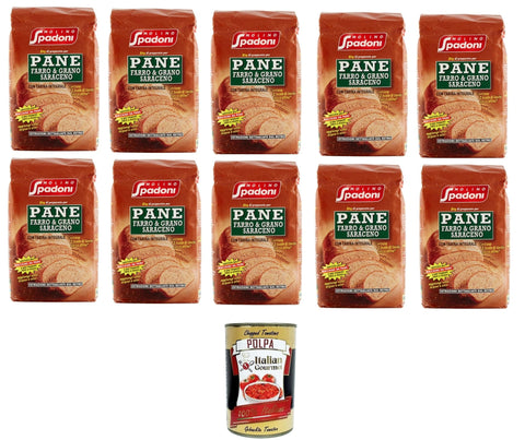 Molino Spadoni- Farina Per Pane Farro & Grano Saraceno Dinkel- und Buchweizenbrotmehl 10x1kg Original italienisch inkl. Italian Gourmet Polpa 400g