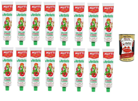 Italian Gourmet E.R. Koch- & Backzutaten Mutti- Le Verdurine Salsina di Pomodoro e Verdurine Le Verdurin Tomaten-Gemüse-Sauce 16x 130 g+ Italian Gourmet Polpa 400g 8032804040014