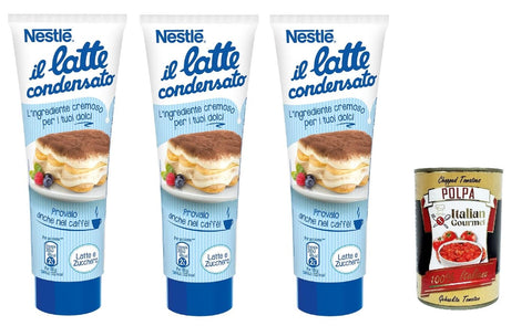 Nestlé il latte condensato Kondensmilch cremige Zutat für Desserts gesüßte konzentrierte Vollmilch, gluten free 3x 170g inkl. Italian Gourmet polpa 400g Original italienisch