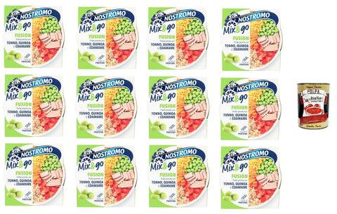 Italian Gourmet E.R. Koch- & Backzutaten Nostromo- Mix & go Fusion Fertiggericht mit Thunfisch, Quinoa und Edamame 12x 190gr + Italian Gourmet Polpa 400g 8032804040014