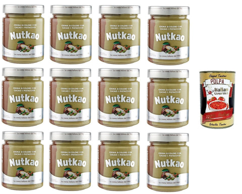 Italian Gourmet E.R. Koch- & Backzutaten Nutkao Crema Bicolore con Cacao e Pistacchio Zweifarbige Creme mit Kakao und Pistazien 12x 330 g + Italian Gourmet Polpa 400g 8032804040014