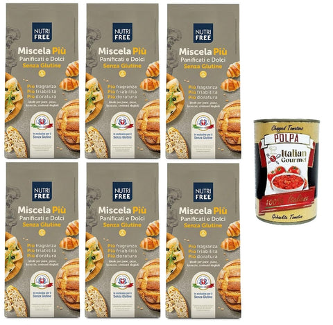 Italian Gourmet E.R. Koch- & Backzutaten NutriFree Miscela Più Mischung aus glutenfreiem Brot und Desserts 6x 1kg + Italian Gourmet polpa 400g 8032804040014