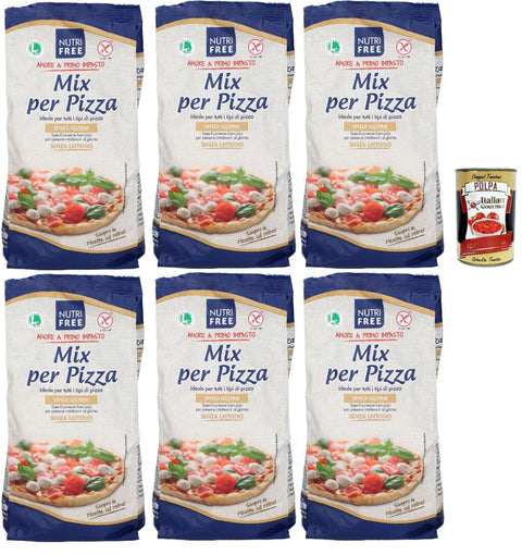 Italian Gourmet E.R. Koch- & Backzutaten NUTRIFREE Mix per Pizza, senza glutine, Gluten -freies Mehl für Pizza, Laktose und ohne Milchproteine, 6x 1Kg + Italia Gourmet polpa 400g 8032804040014