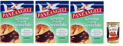 Paneangeli Crema al gusto Cioccolato, Mischung Pulver Schokoladen geschmacks creme fur, Ideal zum Füllen von Kuchen, Torten, Krapfen, Puffs und Gebäck. 3x 172g inkl. Italian Gourmet polpa 400g Original italienisch