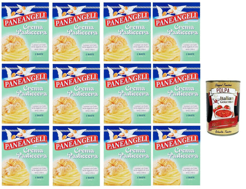 Italian Gourmet E.R. Koch- & Backzutaten Paneangeli Crema Pasticcera Creme Pulver -Mischung Pudding kuchen, mit einem zarten Vanillegeschmack 12x 150g + Italian Gourmet polpa 400g 8032804040014