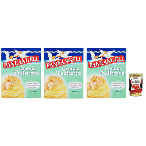 Paneangeli Crema Pasticcera, Creme Pulver - Mischung Pudding kuchen, mit einem zarten Vanillegeschmack 3x 150g inkl. Italian Gourmet polpa 400g Original italienisch