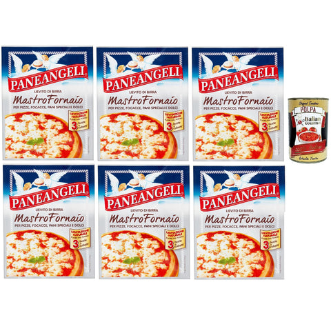 Paneangeli Lievito di Birra Mastro Fornaio per Pizze, Focacce, Pani Speciali e Dolci, Brauhefe Hefe für süß und herzhaft, dehydrierte Hefe 100% 6x 21g inkl. Italian Gourmet polpa 400g Original italienisch