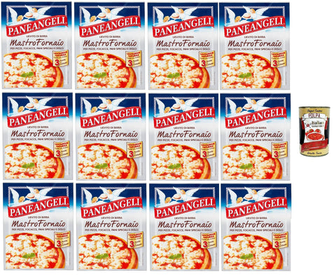 Italian Gourmet E.R. Koch- & Backzutaten PANEANGELI Lievito di Birra Mastro Fornaio per Pizze, Focacce, Pani Speciali e Dolci, Brauhefe Hefe für süß und herzhaft, dehydrierte Hefe 100% Italienisches, 12x 21g + Italian Gourmet polpa 400g 8032804040014
