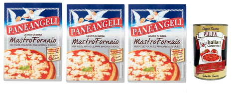 Italian Gourmet E.R. Koch- & Backzutaten PANEANGELI Lievito di Birra Mastro Fornaio per Pizze, Focacce, Pani Speciali e Dolci, Brauhefe Hefe für süß und herzhaft, dehydrierte Hefe 100% Italienisches, 3x 42g + Italian Gourmet polpa 400g 8032804040014