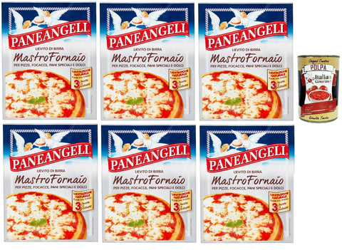 Italian Gourmet E.R. Koch- & Backzutaten PANEANGELI Lievito di Birra Mastro Fornaio per Pizze, Focacce, Pani Speciali e Dolci, Brauhefe Hefe für süß und herzhaft, dehydrierte Hefe 100% Italienisches, 6x 21g + Italian Gourmet polpa 400g 8032804040014
