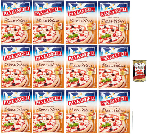 Italian Gourmet E.R. Koch- & Backzutaten Paneangeli Lievito Istantaneo Pizza Veloce, Schnelle sofortige Hefe, istant hefe Mischung 12x 26g mit dehydrierter Bierhefe + Italian Gourmet polpa 400g 8032804040014