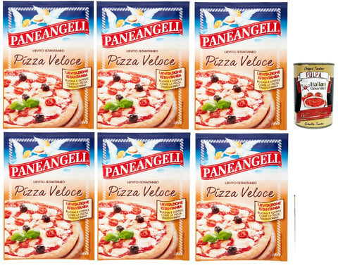 Italian Gourmet E.R. Koch- & Backzutaten Paneangeli Lievito Istantaneo Pizza Veloce, Schnelle sofortige Hefe, istant hefe Mischung 6x 26g mit dehydrierter Bierhefe + Italian Gourmet polpa 400g 8032804040014
