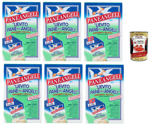 Italian Gourmet E.R. Koch- & Backzutaten Paneangeli Lievito Pane degli Angeli Vaniglinato, Dolcious Hefe, Heasting Agent, sofortige Hefe mit zartem Duft von Vanillin, Vegan und Gluten -frei, 60 Beutel von 16 g + Italian Gourmet polpa 400g 8032804040014