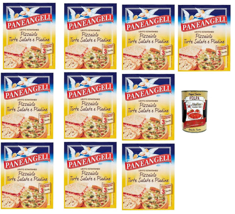 Italian Gourmet E.R. Koch- & Backzutaten Paneangeli Lievito Pizzaiolo, Instanthefe Hefe zur Zubereitung köstlicher herzhafter Gerichte 10x 45g (3 Beutel à 15g) + Italian Gourmet polpa 400g 8032804040014