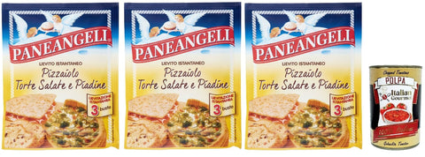 Italian Gourmet E.R. Koch- & Backzutaten Paneangeli Lievito Pizzaiolo Torte Salate e Piadine istant hefe Mischung, Sofortige Hefe für herzhafte Kuchen und Piadine 3x 145 g + Italian Gourmet polpa 400g 8032804040014