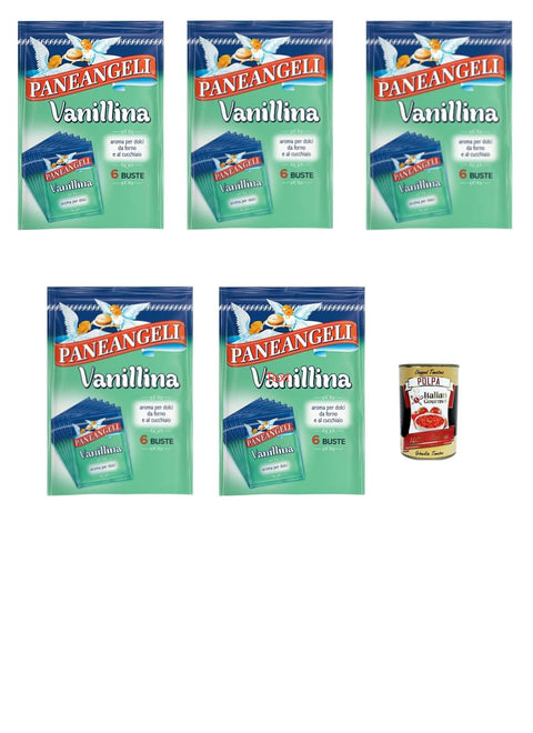 Italian Gourmet E.R. Koch- & Backzutaten Paneangeli Vanillina - Pulverförmiges Aroma für Gebackene Desserts und Kuchen 5x 6 Beutel à 0,5g + Italian Gourmet polpa 400g 8032804040014